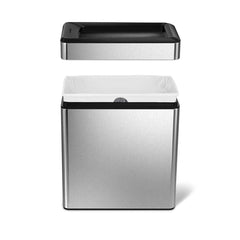 10L slim open bin - brushed finish - exploded open lid image