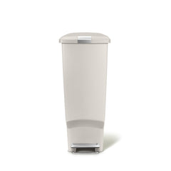 40L slim plastic pedal bin - stone - front view image