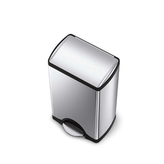 38L rectangular pedal bin - brushed finish - top down view