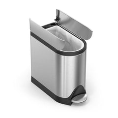 10L butterfly pedal bin - brushed finish - open lid