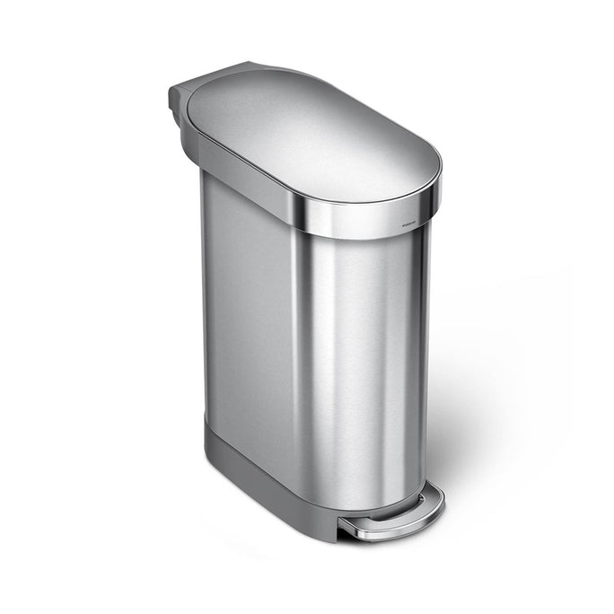 45L slim pedal bin - brushed stainless steel - main image