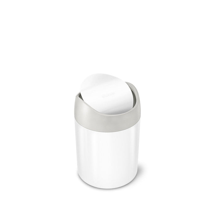 mini bin -  white stainless steel w/ grey trim - main image