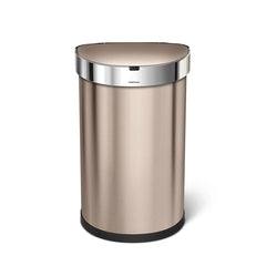 45L semi-round sensor bin - rose gold finish - front view image